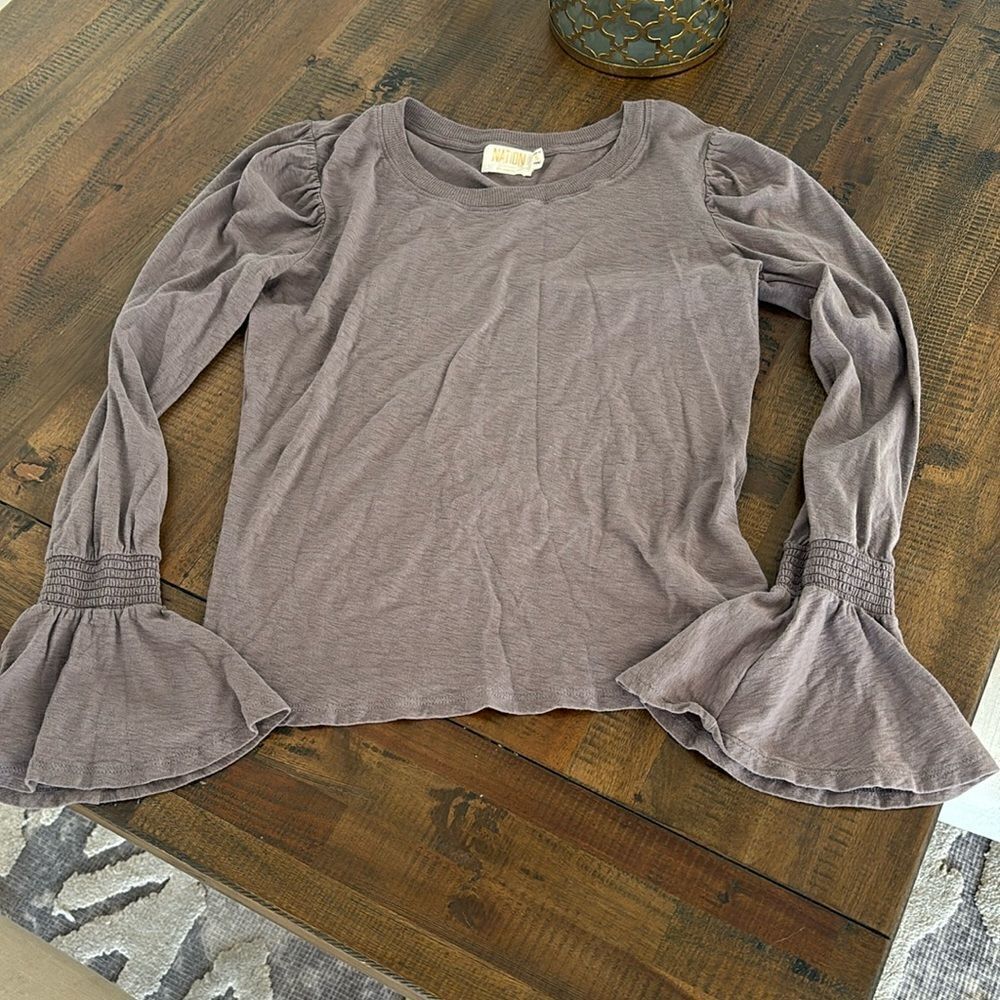NATION light purple bell sleeve long sleeve top size Small